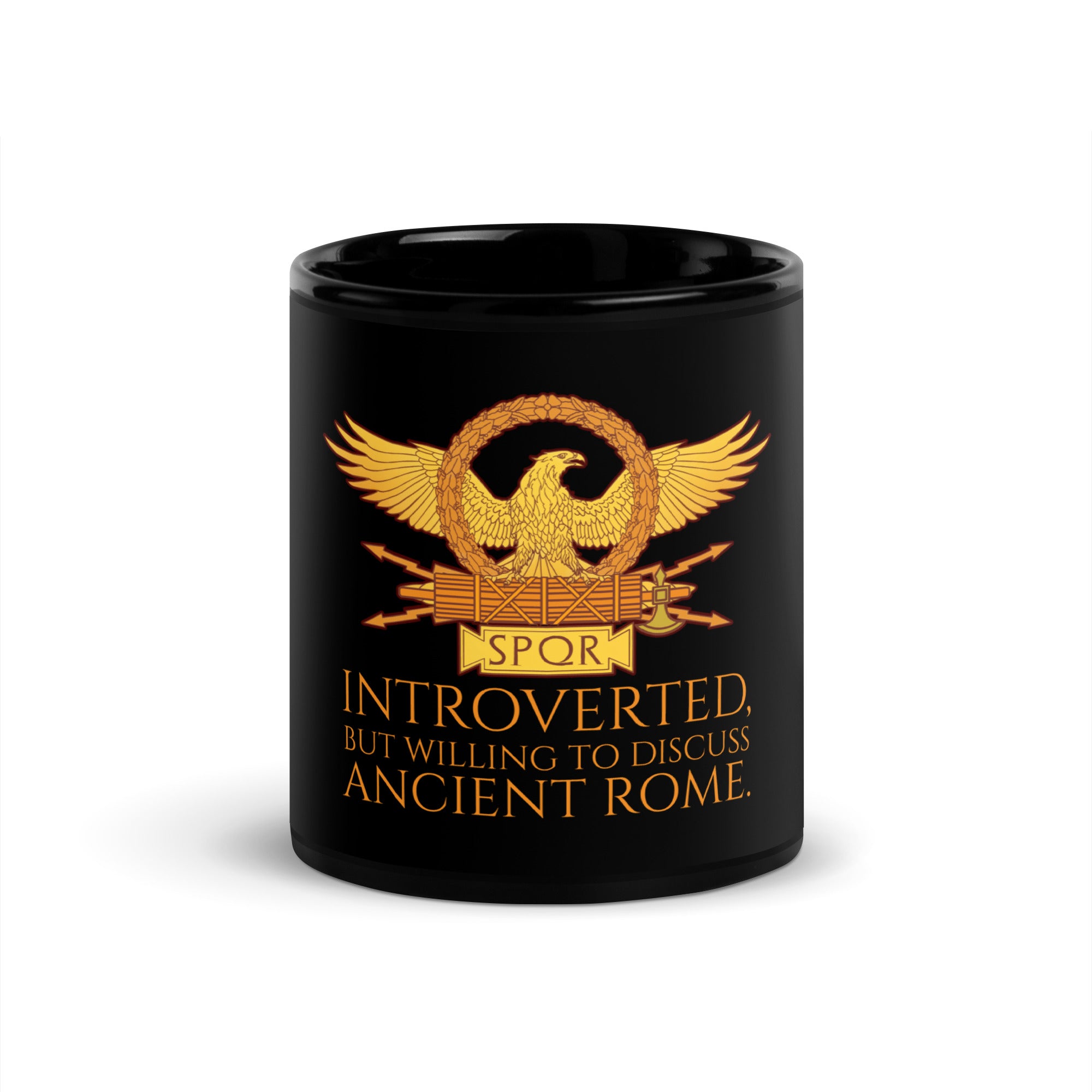 Introverted, But Willing To Discuss Ancient Rome - Roman History Black Glossy Mug