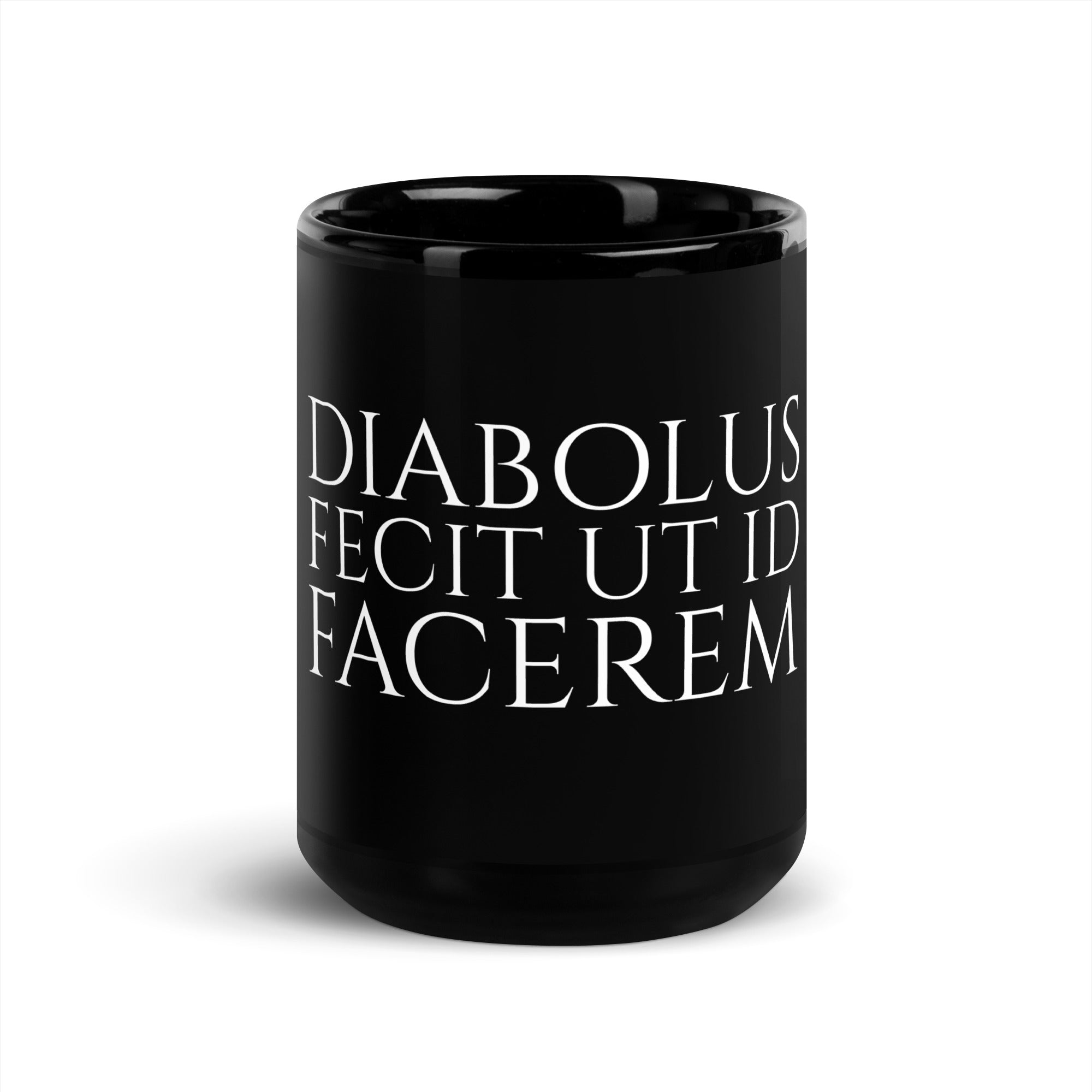 The Devil Made Me Do It - Latin Language Black Glossy Mug