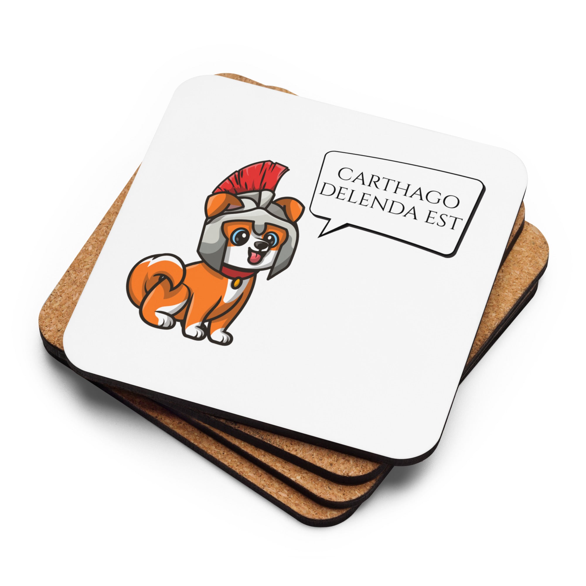 Roman Legionary Dog - Carthago Delenda Est - Ancient Rome Latin Language Cork-Back Coaster