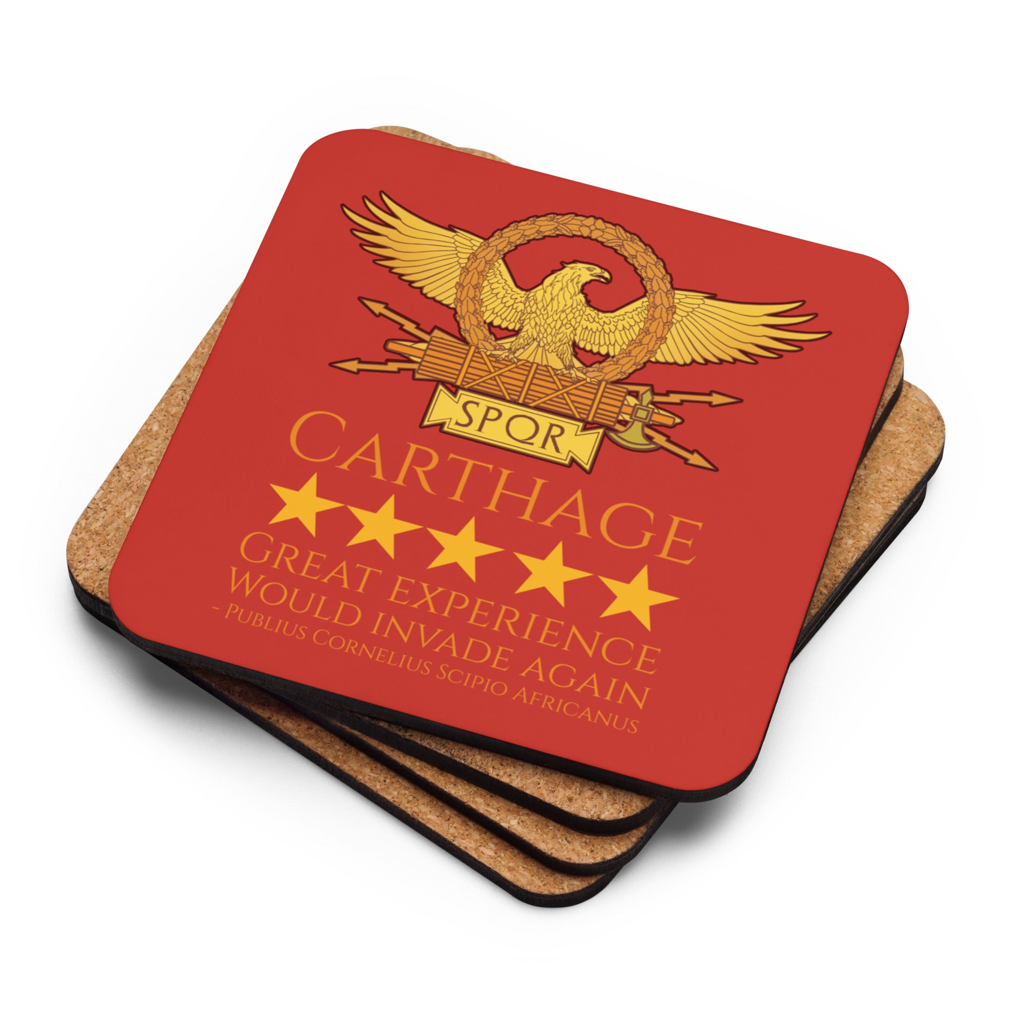 Carthage - Scipio Africanus - Second Punic War Cork-Back Coaster (Red)