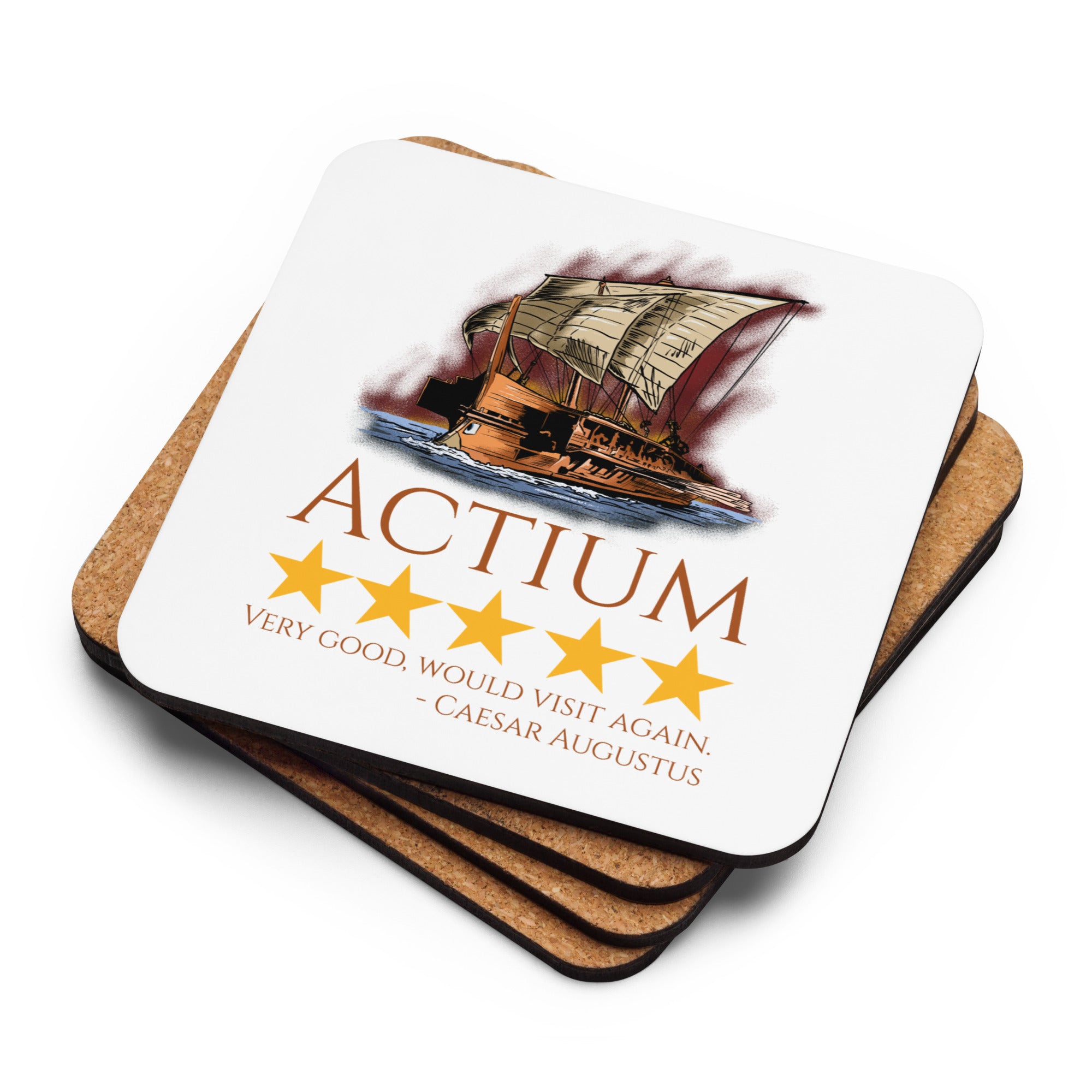 Battle Of Actium - Octavian - Ancient Rome Cork-Back Coaster