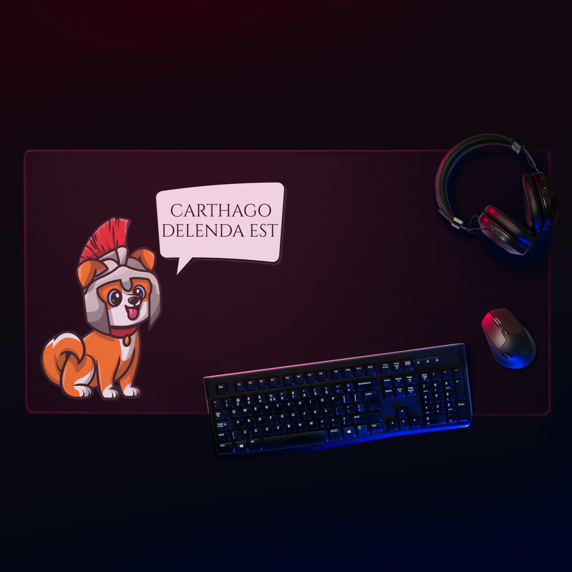 Carthago Delenda Est - Ancient Roman Legionary Dog - Gaming Mouse Pad