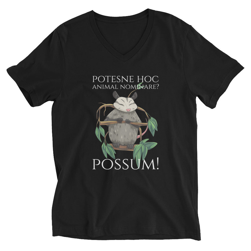 Potesne Hoc Animal Nominare? Possum! - Classical Latin - Unisex Short Sleeve V-Neck T-Shirt