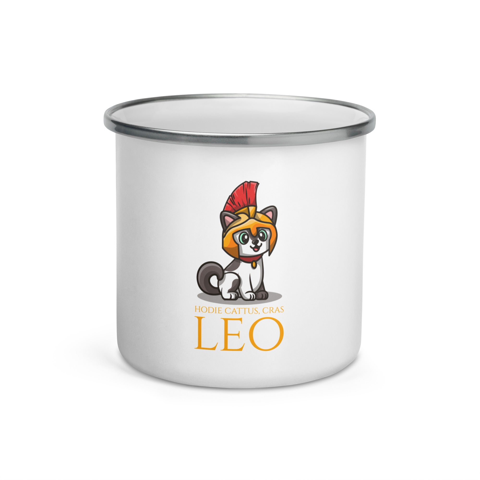 Hodie Cattus, Cras Leo - Today A Cat, Tomorrow A Lion - Classical Latin - Ancient Rome Enamel Mug