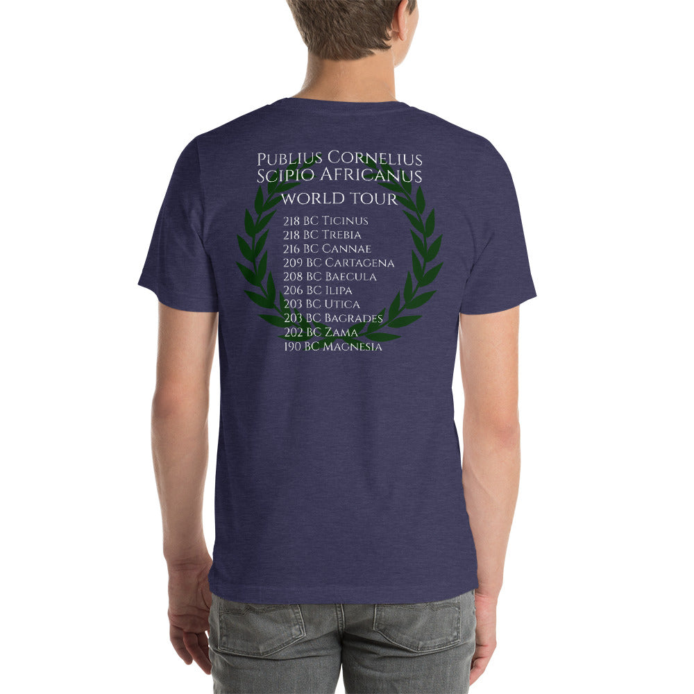 Scipio Africanus World Tour Second Punic War Laurel Wreath Back Design Short-Sleeve Double Sided Print Unisex T-Shirt