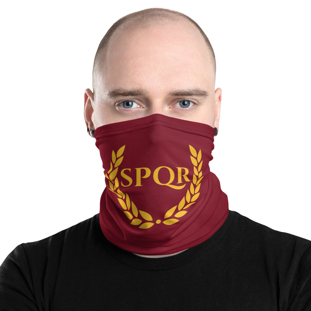 Anti Barbarian Red Laurel Wreath SPQR Neck Gaiter