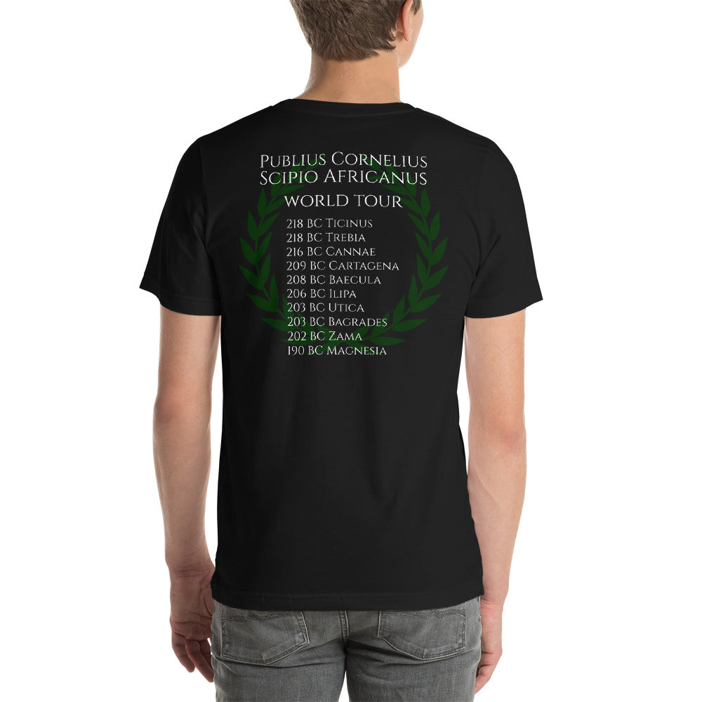 Scipio Africanus World Tour Second Punic War Laurel Wreath Back Design Short-Sleeve Double Sided Print Unisex T-Shirt