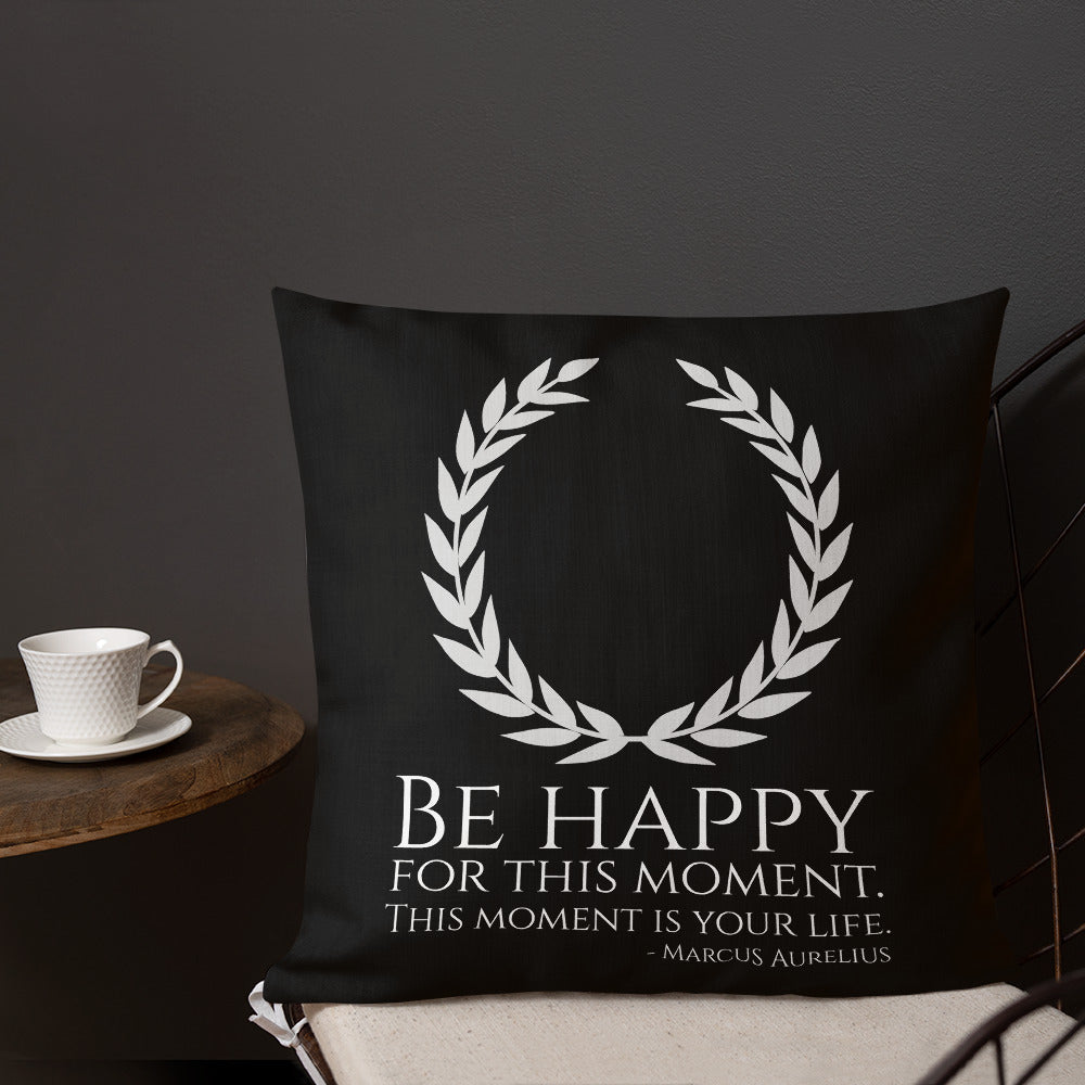 Stoic Philosophy Emperor Marcus Aurelius Quote On Happiness Premium Pillow