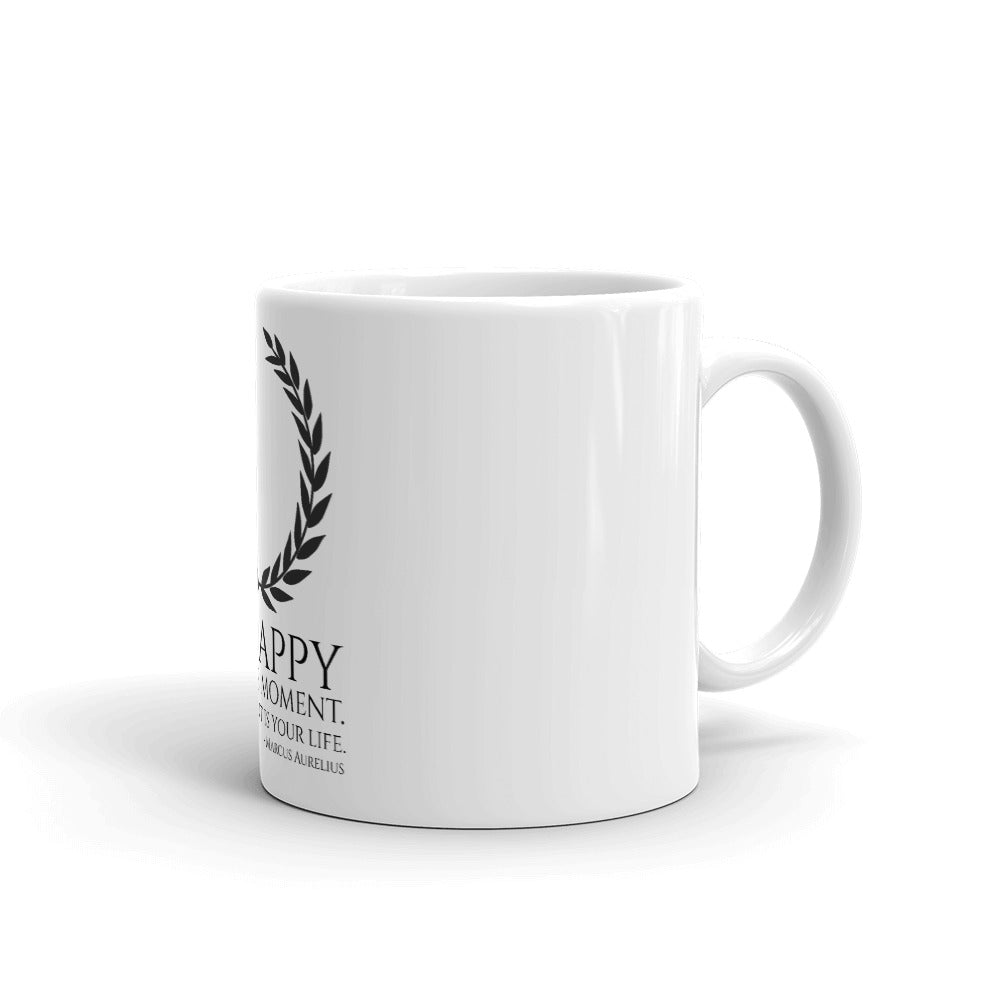 Stoic Philosophy Emperor Marcus Aurelius Quote On Happiness Coffee Mug