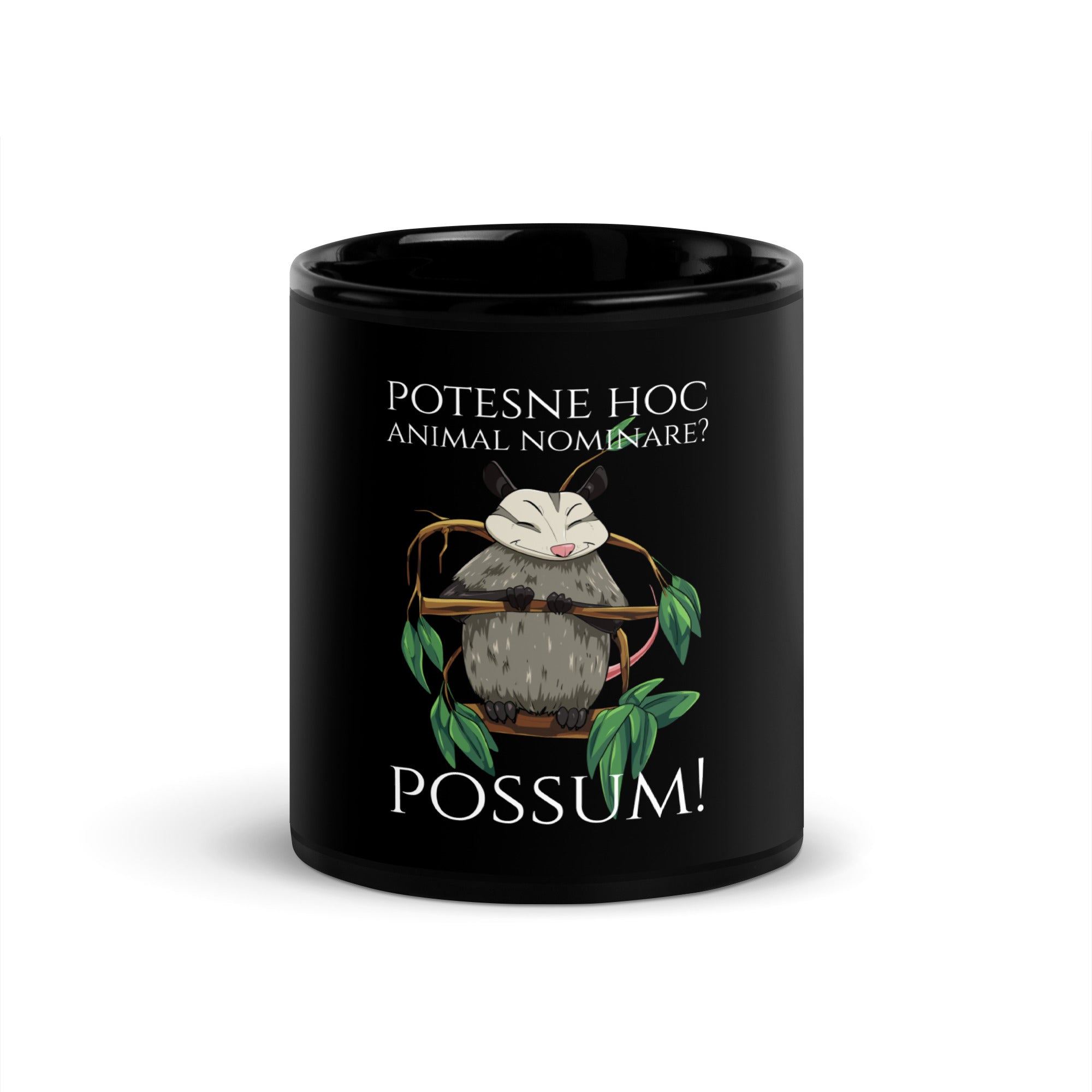 Potesne Hoc Animal Nominare? Possum! - Classical Latin - Black Glossy Mug
