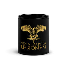 Load image into Gallery viewer, Volat Aquila Legionum - Classical Latin - Ancient Roman Legionary Eagle Black Glossy Mug