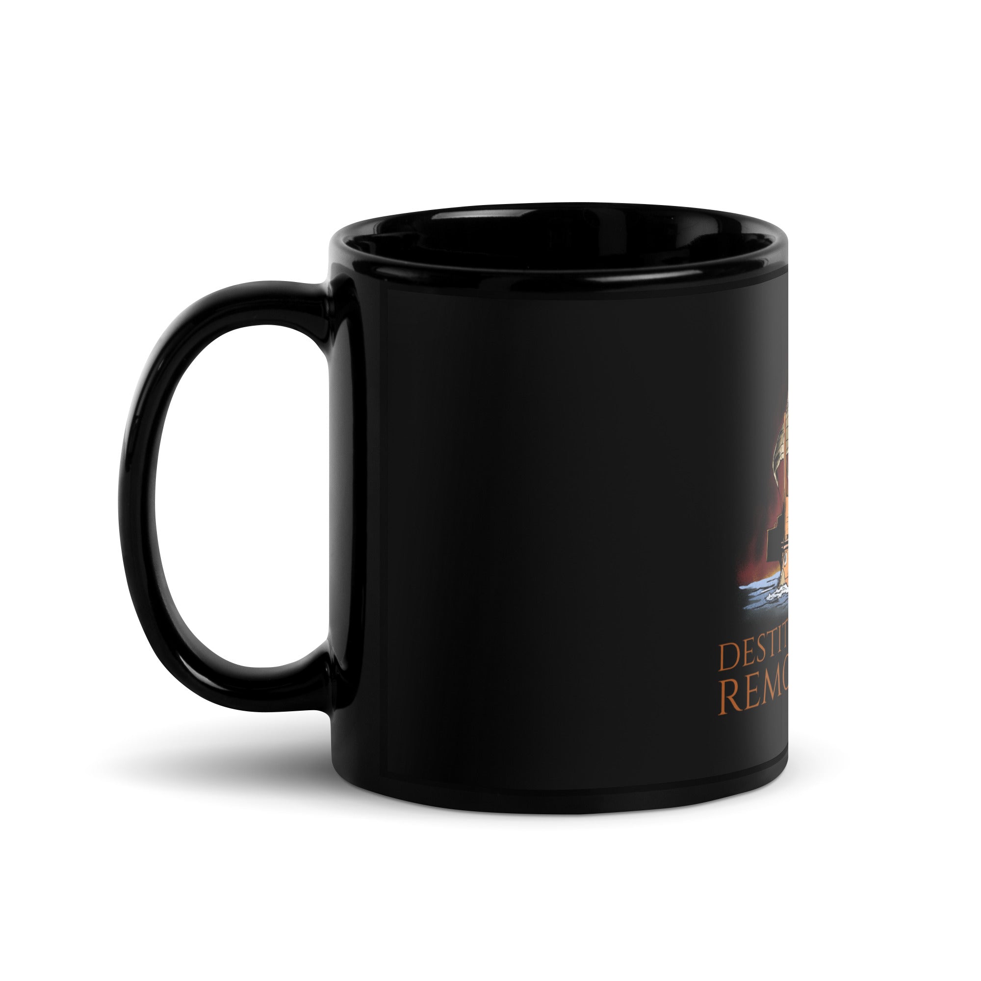 Destitutus Ventis, Remos Adhibe - If The Wind Will Not Serve Take To The Oars - Stoic Latin Saying Black Glossy Mug