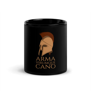 Arma Virumque Cano - I Sing Of Arms And The Man - The Aeneid Roman Mythology Black Glossy Mug