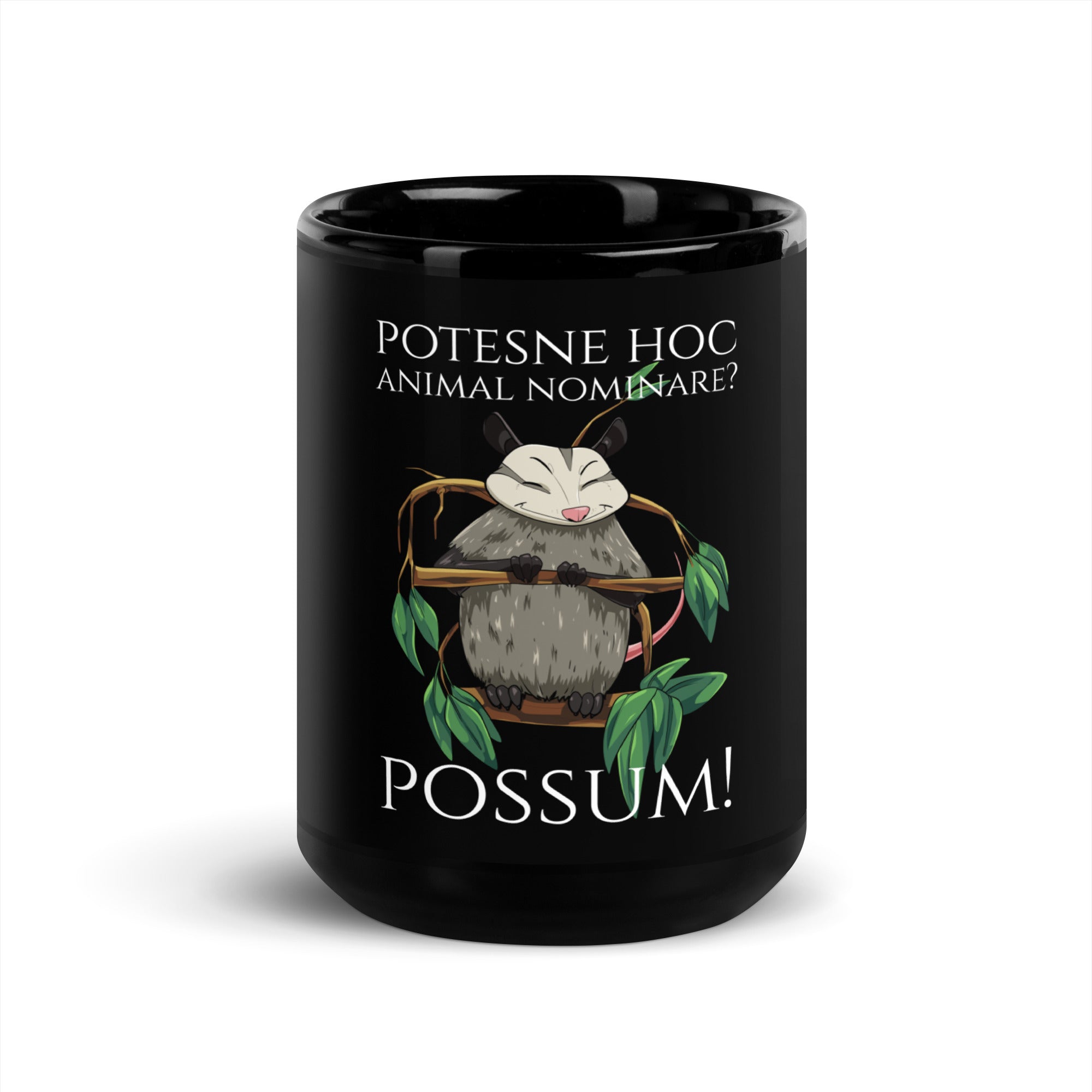 Potesne Hoc Animal Nominare? Possum! - Classical Latin - Black Glossy Mug