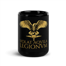 Load image into Gallery viewer, Volat Aquila Legionum - Classical Latin - Ancient Roman Legionary Eagle Black Glossy Mug