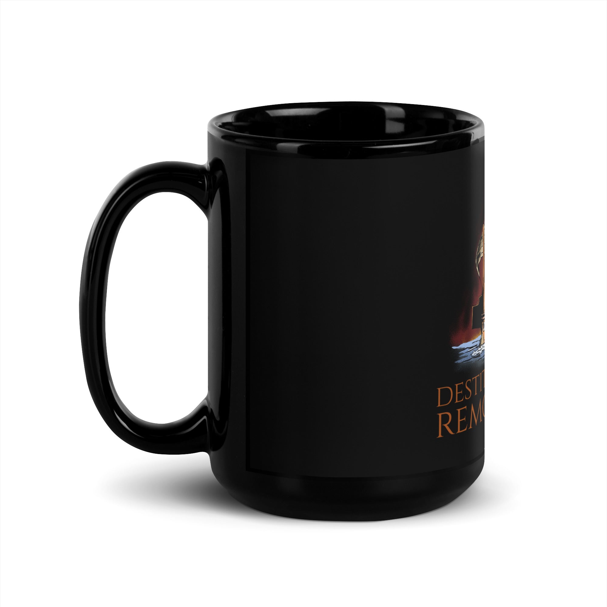 Destitutus Ventis, Remos Adhibe - If The Wind Will Not Serve Take To The Oars - Stoic Latin Saying Black Glossy Mug