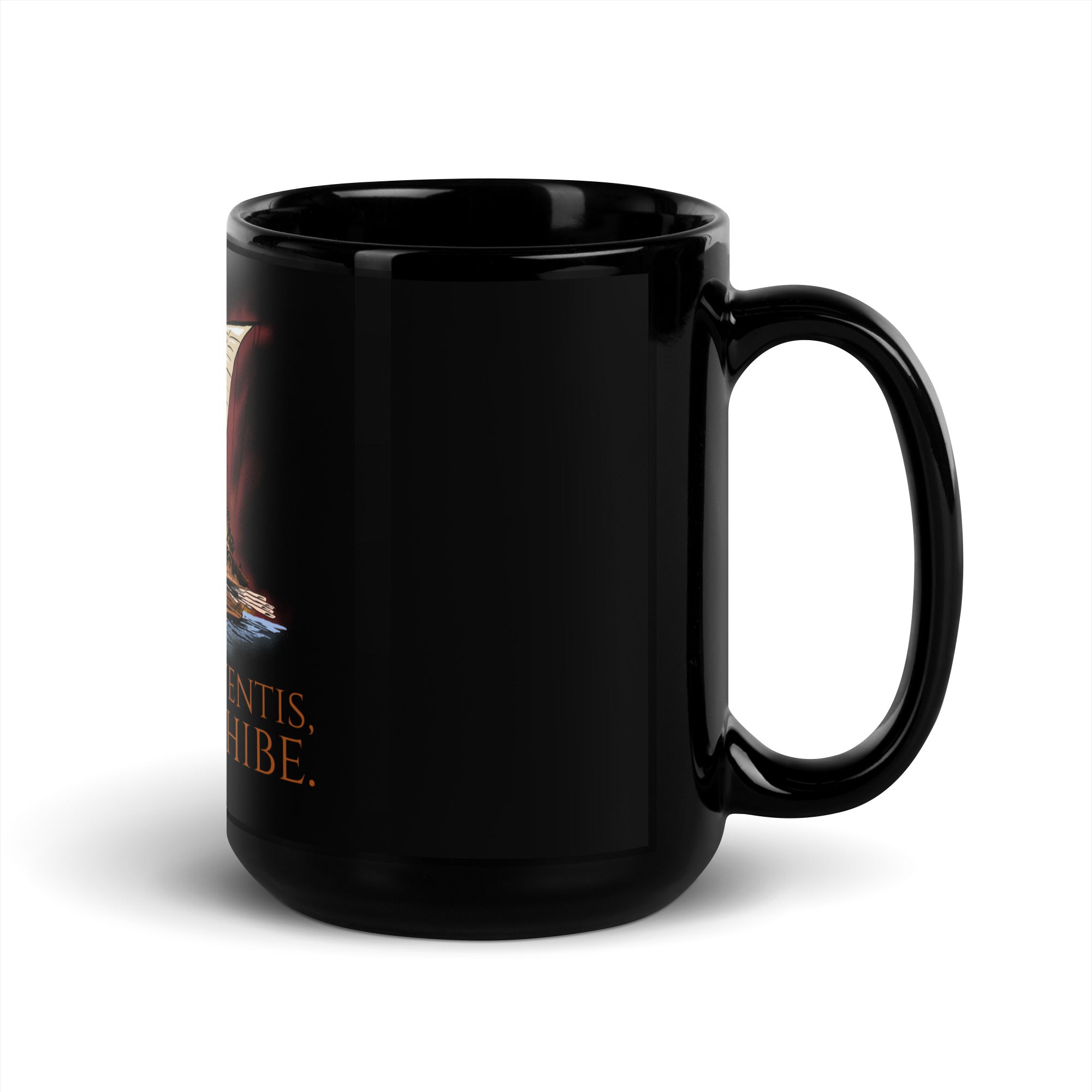 Destitutus Ventis, Remos Adhibe - If The Wind Will Not Serve Take To The Oars - Stoic Latin Saying Black Glossy Mug