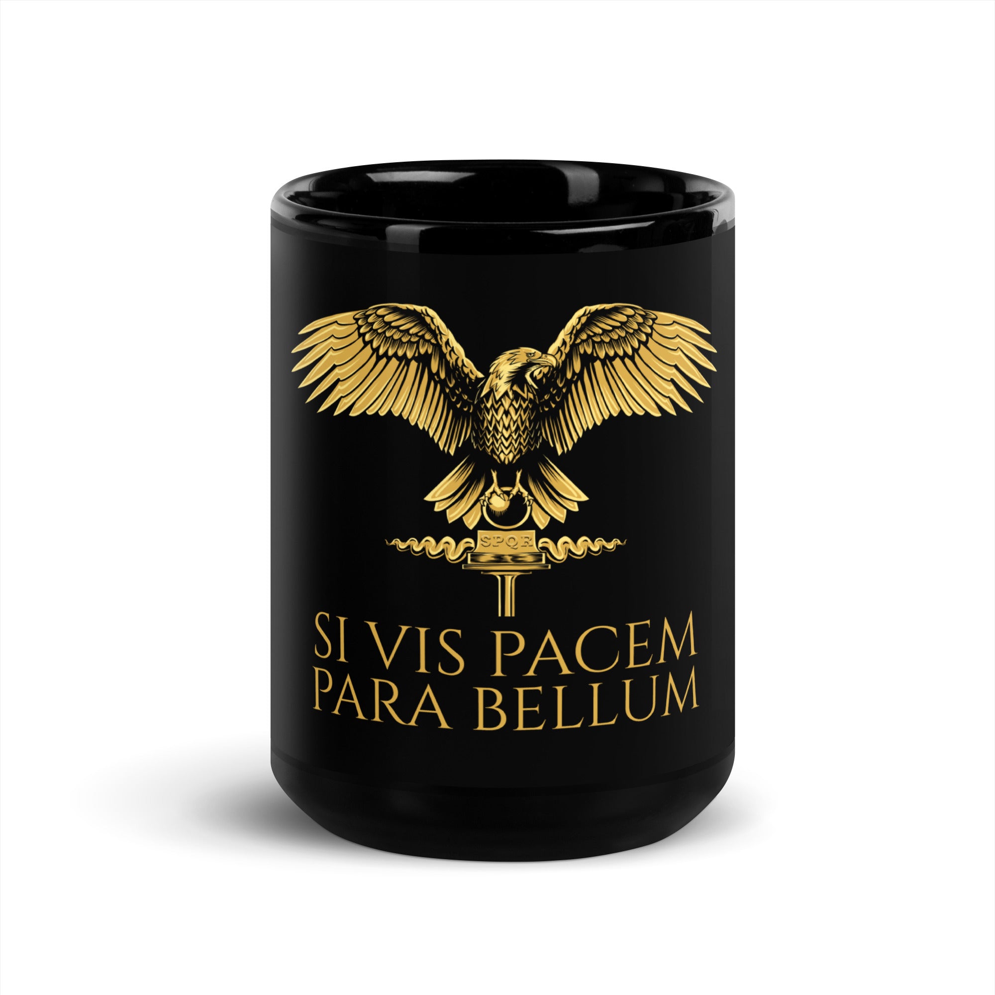 Latin Quote - Si Vis Pacem Para Bellum - Ancient Rome Black Glossy Mug