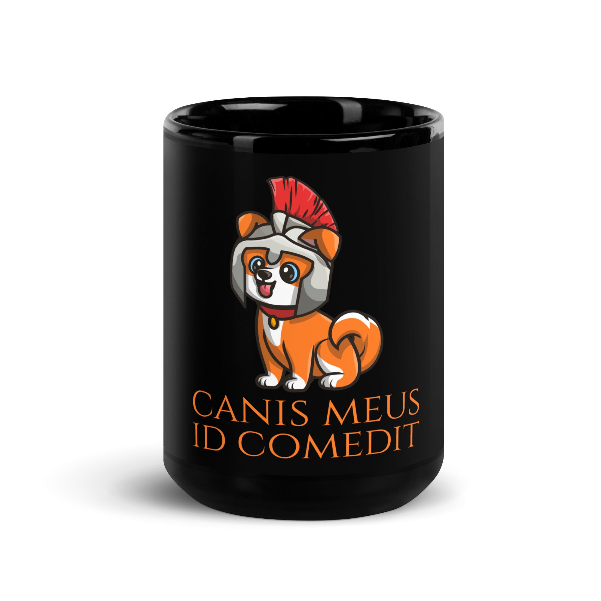 Canis Meus Id Comedit - My Dog Ate It - Latin - Ancient Rome Black Glossy Mug