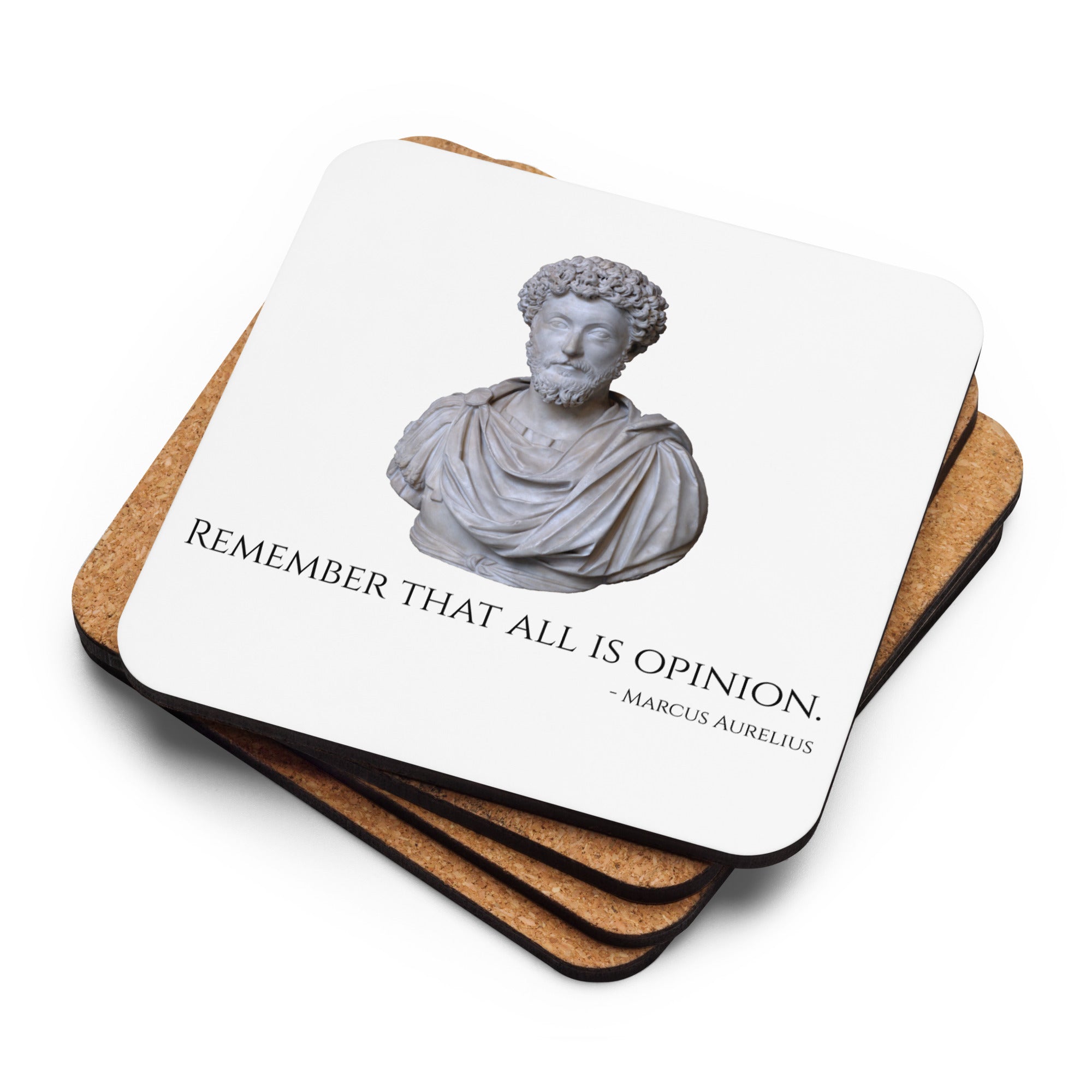 Remember That All Is Opinion - Marcus Aurelius - Stoic Philosophy Cork-Back Coaster