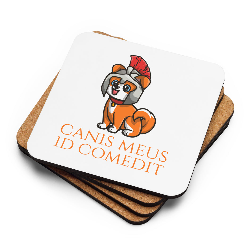 My Dog Ate It - Canis Meus Comedit - Latin Language Cork-Back Coaster