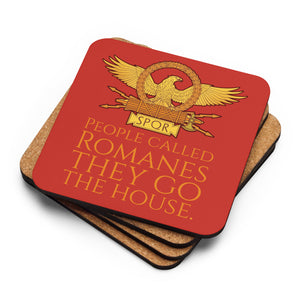 People Called Romanes They Go The House - Ancient Rome Cork-Back Coaster (Red)
