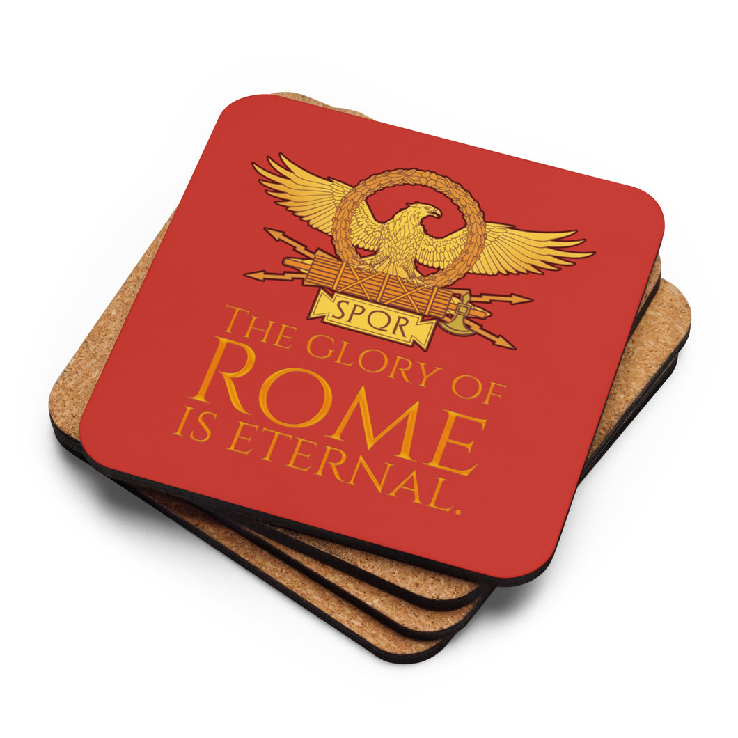 The Glory Of Rome Is Eternal Cork-Back Coaster (Red)
