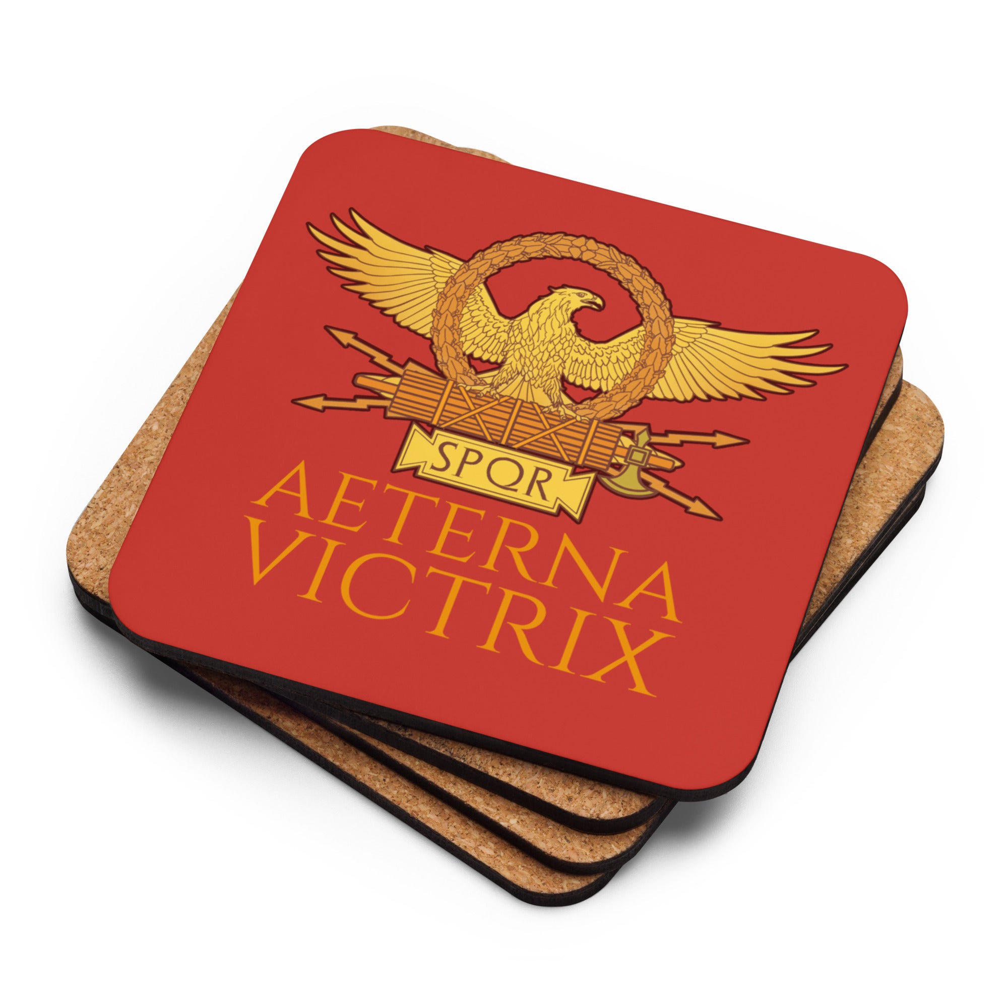 Aeterna Victrix - Eternal Victory - Ancient Rome Cork-Back Coaster (Red)