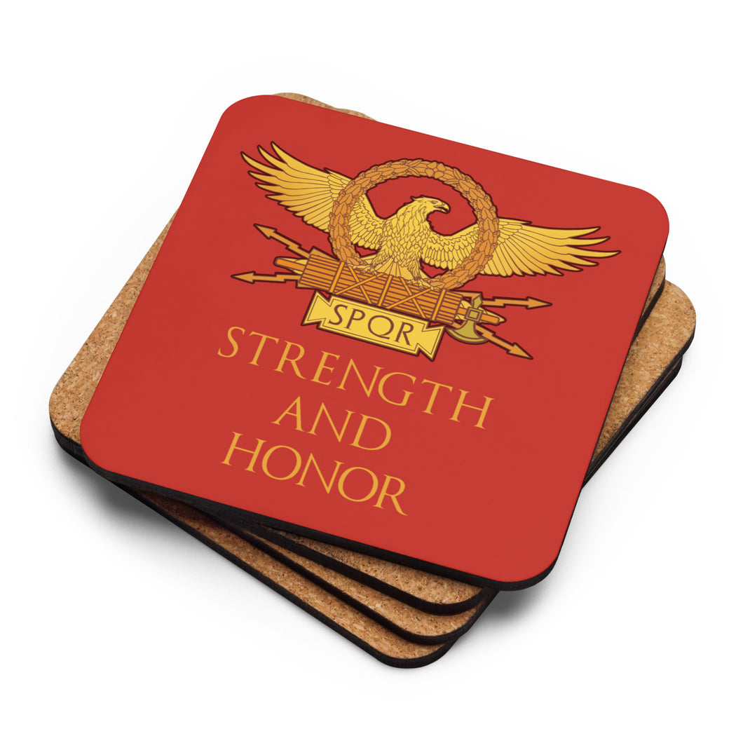Strength And Honor - Ancient Rome Cork-Back Coaster (Red)