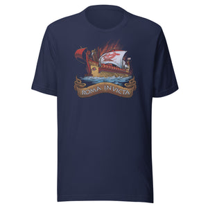 Roma Invicta - Ancient Roman Quinquereme - Latin Motto - Unisex T-Shirt