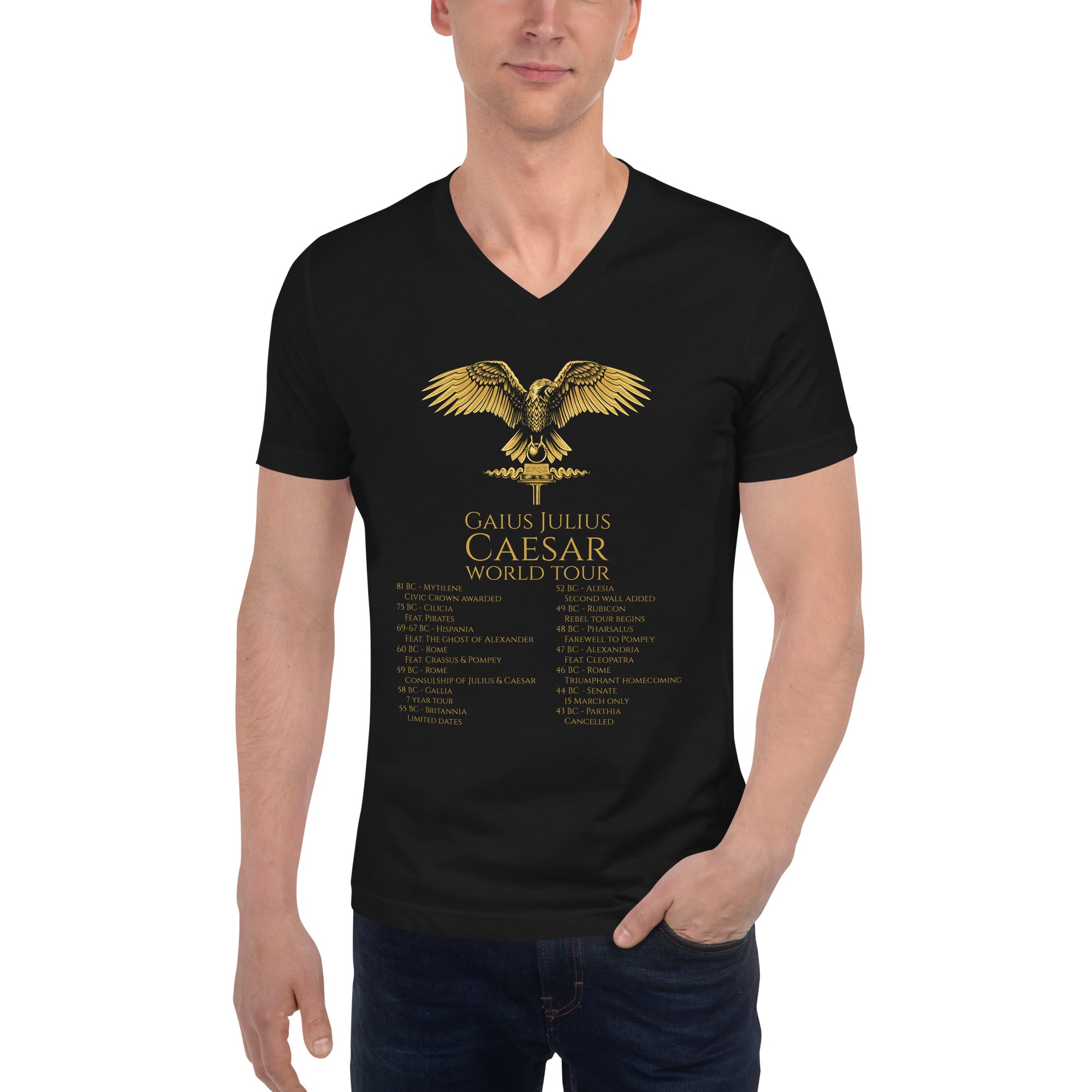 Gaius Julius Caesar World Tour - Ancient Rome - Unisex Short Sleeve V-Neck T-Shirt