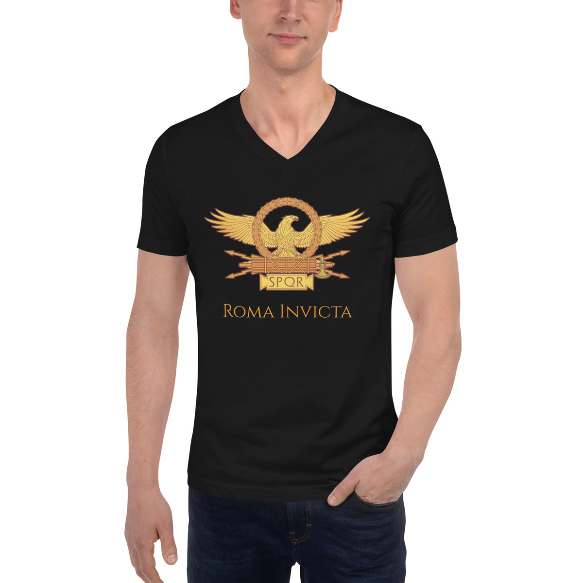 Invicta Latin Roma Invicta - Latin Motto - Ancient Rome - Unisex Short Sleeve V-Neck