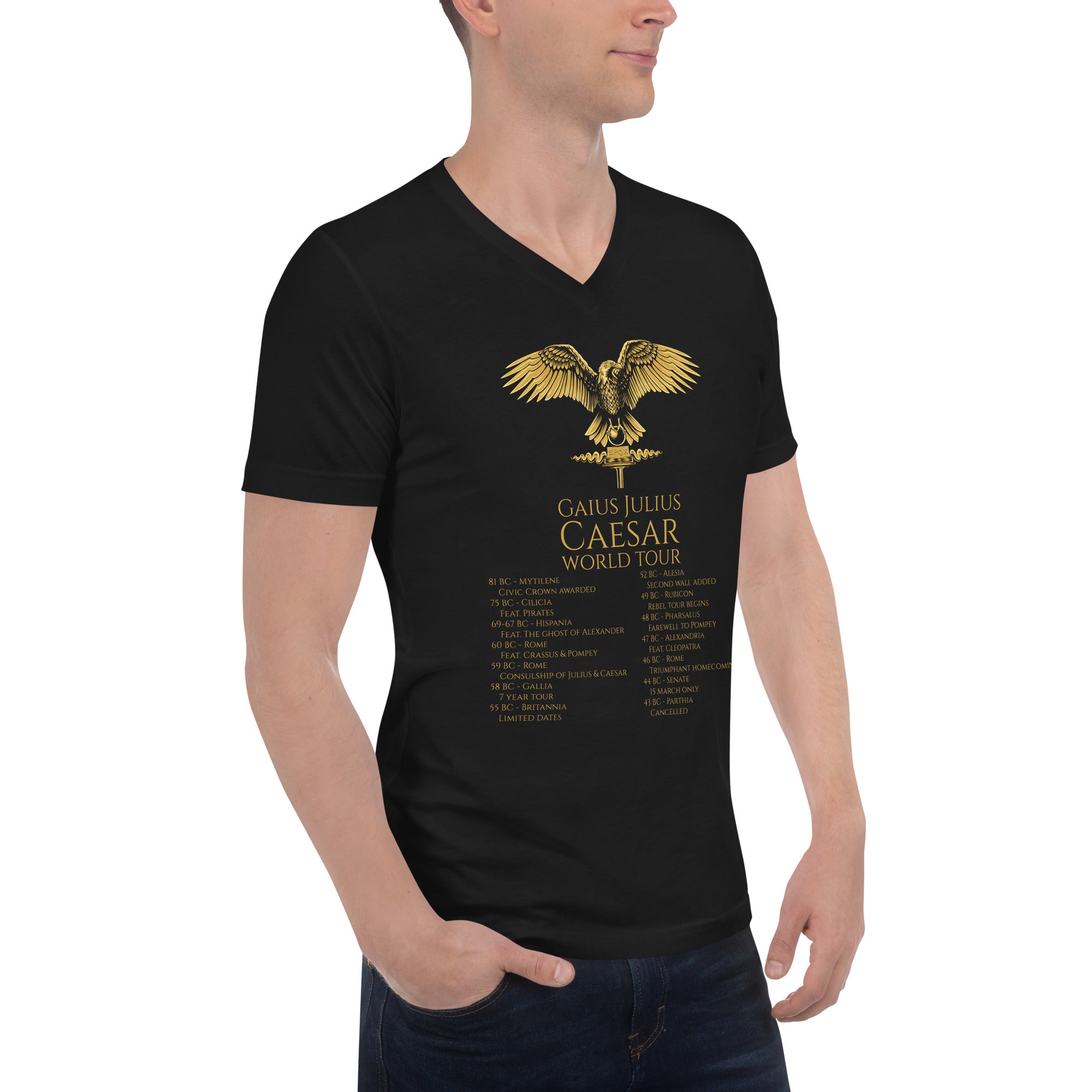 Gaius Julius Caesar World Tour - Ancient Rome - Unisex Short Sleeve V-Neck T-Shirt
