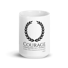 Load image into Gallery viewer, Courage Conquers All Things It Even Gives Strength To The Body - Ovid - Motivational Ancient Roman Quote Mug
